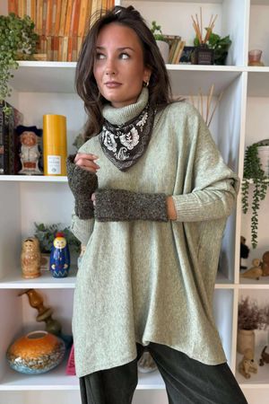Beyond Terry Oversized Cowl Knit Pistachio Marl 